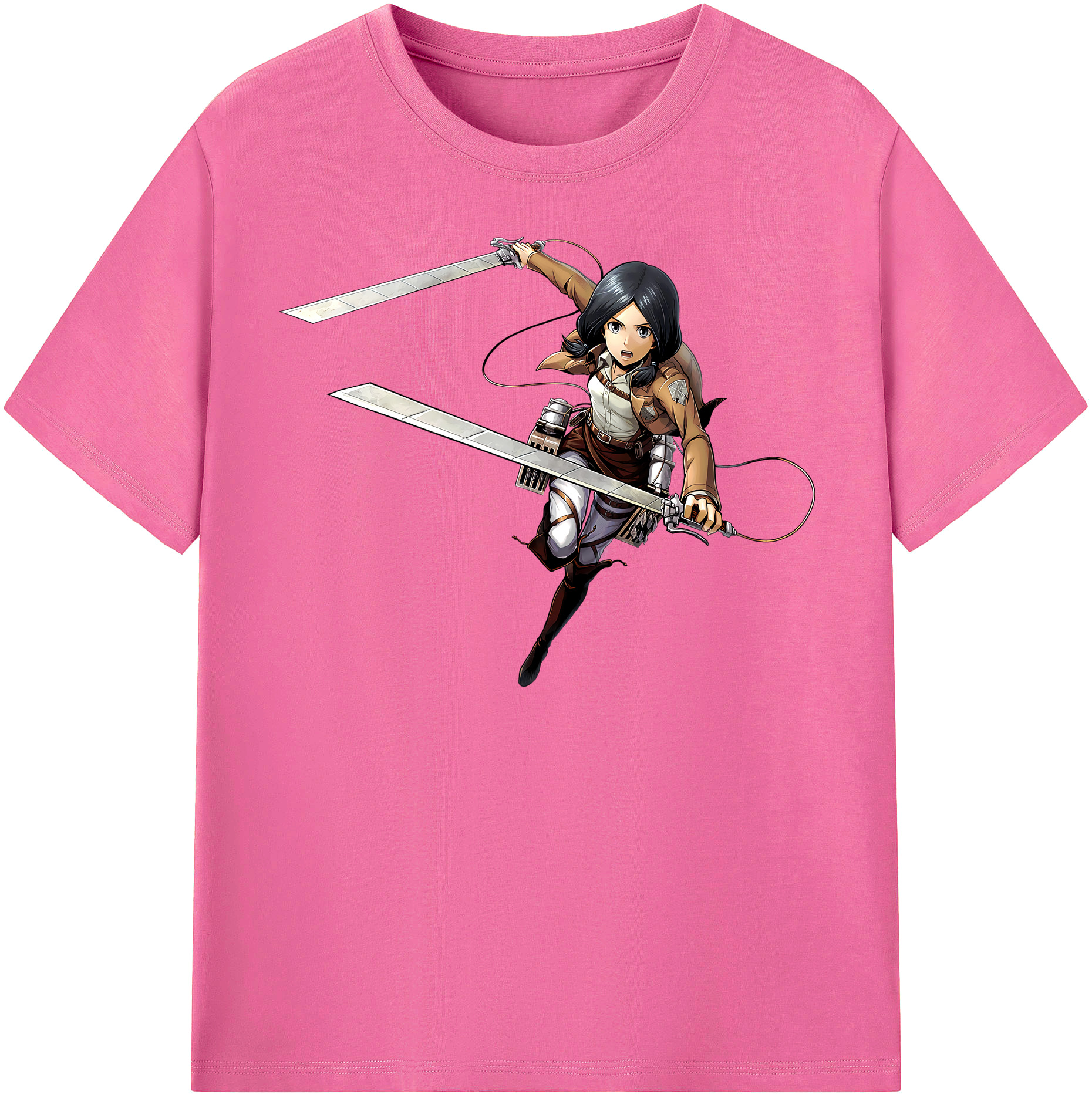 （画像用） 進撃の巨人 ミカサ·アッカーマン Attack on Titan Mikasa Ackerman レディースカジュアルプリントTシャツ（綿100％）